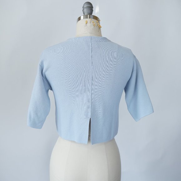 ASOS Petite Embellished Knit Cropped Top 0 Blue - Picture 2 of 9